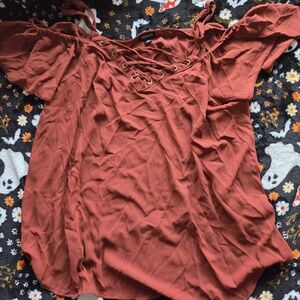 Torrid Rust Lace-Up Blouse